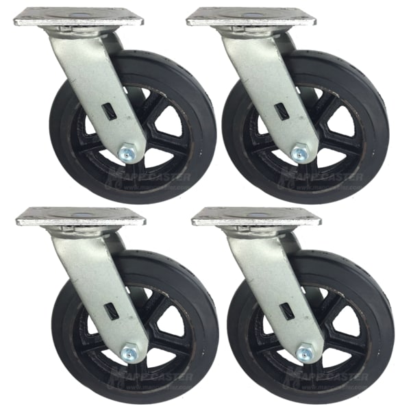Mapp Caster 8 Rubber Wheel Caster Set for Drywall & Sheet Rock Dollies, PK4 146RIRB820S-4 - main